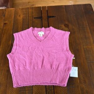 Pink Knit Sleeveless Sweater Vest
